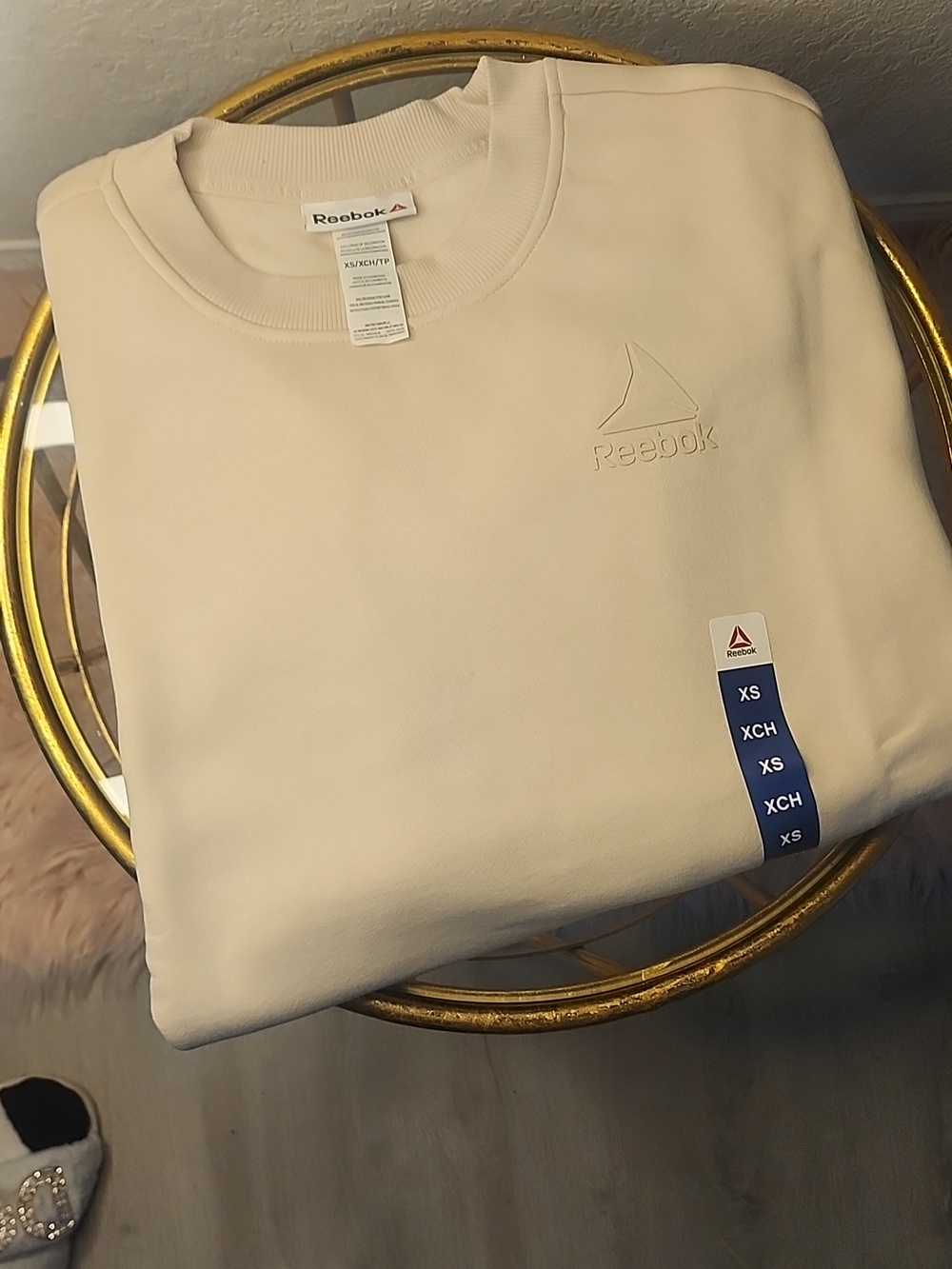 Reebok Cream Crewneck Pullover with Subtle Logo